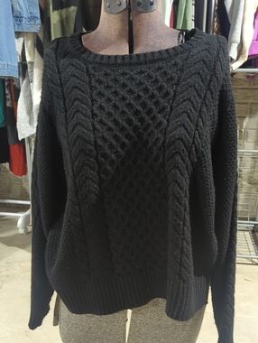 Black Cable Knit Women's Sweater